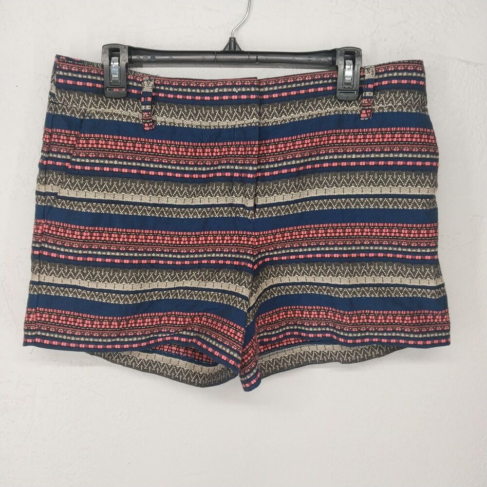 Ann‎ Taylor LOFT Riviera Short Striped Patterned Shorts 100% Cotton Size 8